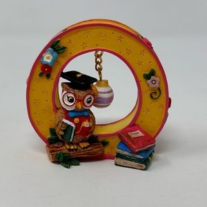 Mary Engelbreit Ink 1999 Initial O Figurine Cutout Orange Owl Ornament Floral